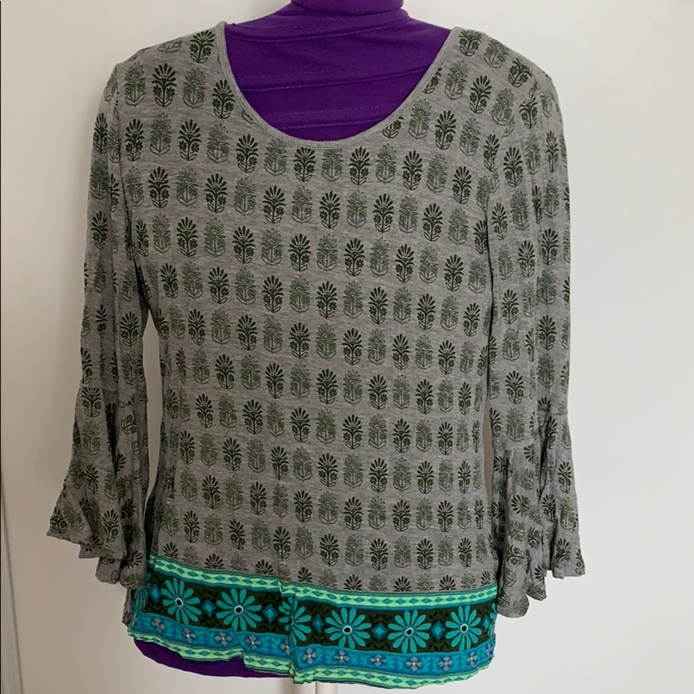 JUSTICE PATTERN FLARED LONG SLEEVE SHIRT